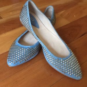Studded blue suede flats
